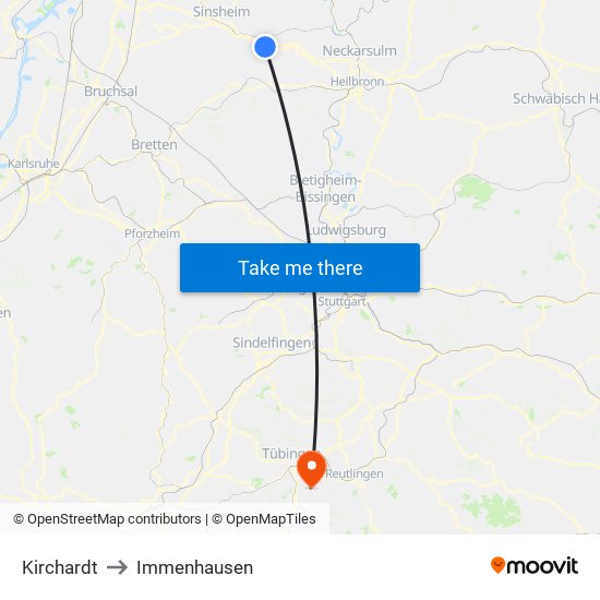 Kirchardt to Immenhausen map