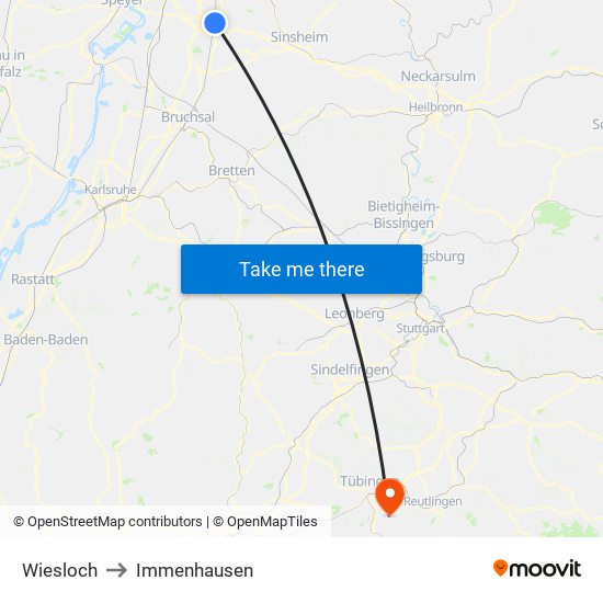 Wiesloch to Immenhausen map