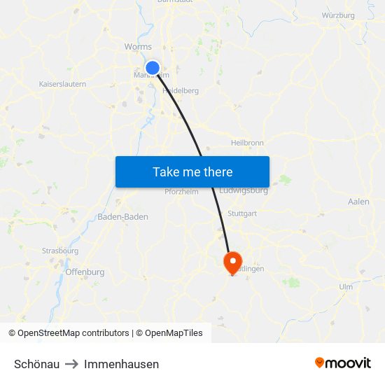 Schönau to Immenhausen map