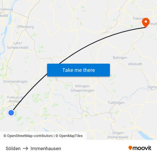 Sölden to Immenhausen map
