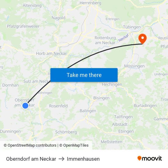 Oberndorf am Neckar to Immenhausen map