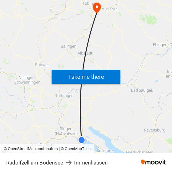 Radolfzell am Bodensee to Immenhausen map