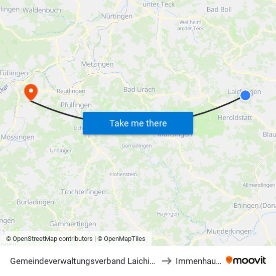 Gemeindeverwaltungsverband Laichinger Alb to Immenhausen map