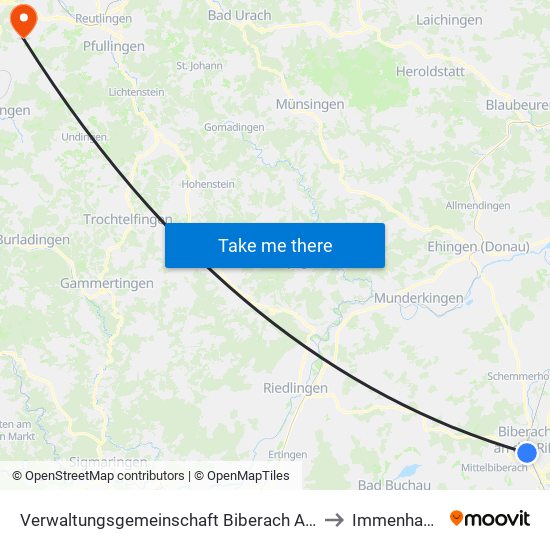 Verwaltungsgemeinschaft Biberach An Der Riß to Immenhausen map