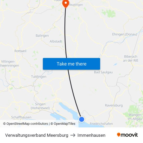 Verwaltungsverband Meersburg to Immenhausen map