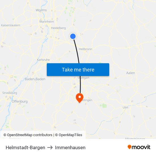 Helmstadt-Bargen to Immenhausen map