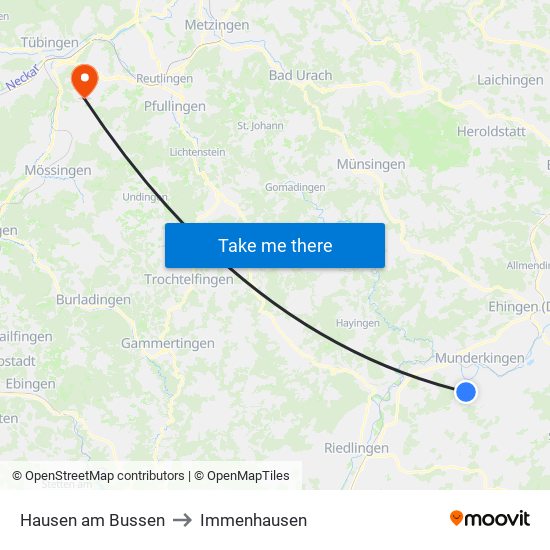 Hausen am Bussen to Immenhausen map