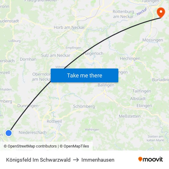 Königsfeld Im Schwarzwald to Immenhausen map