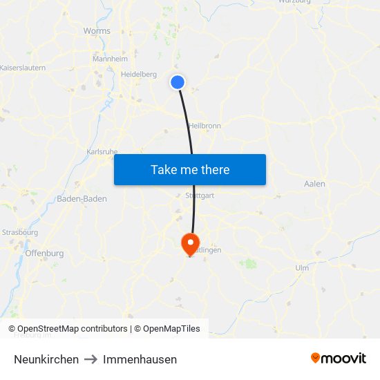 Neunkirchen to Immenhausen map