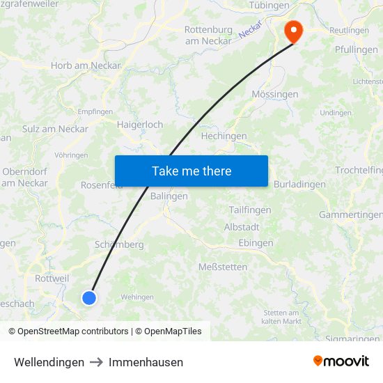 Wellendingen to Immenhausen map