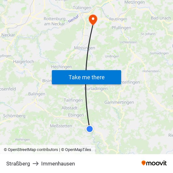 Straßberg to Immenhausen map