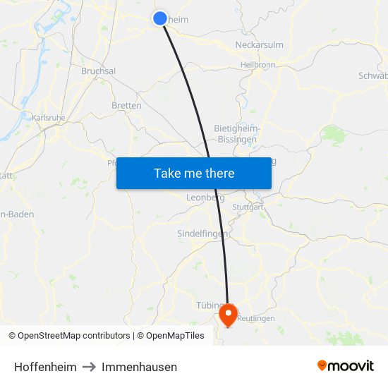 Hoffenheim to Immenhausen map