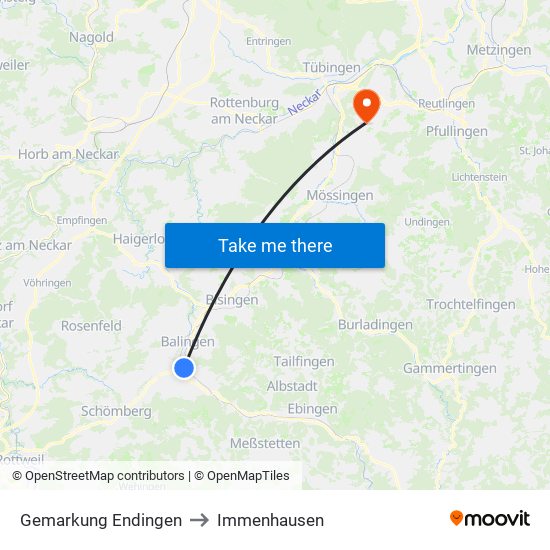 Gemarkung Endingen to Immenhausen map