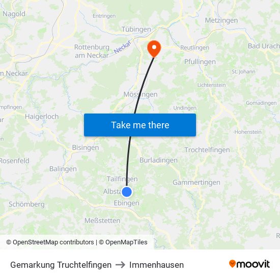 Gemarkung Truchtelfingen to Immenhausen map