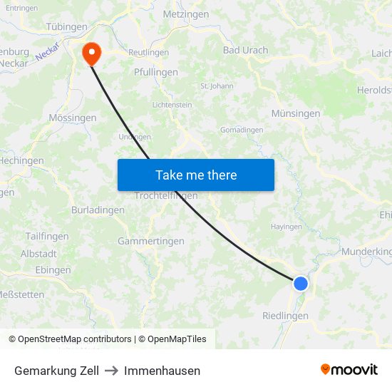 Gemarkung Zell to Immenhausen map