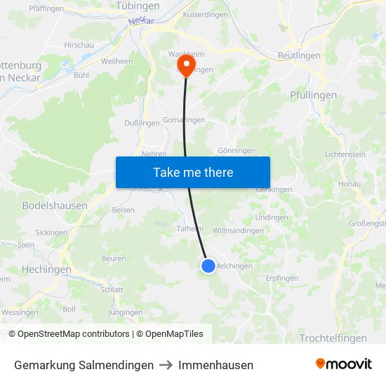 Gemarkung Salmendingen to Immenhausen map