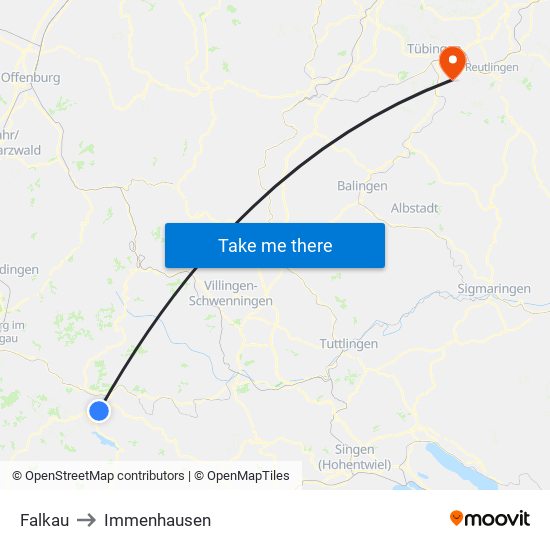 Falkau to Immenhausen map