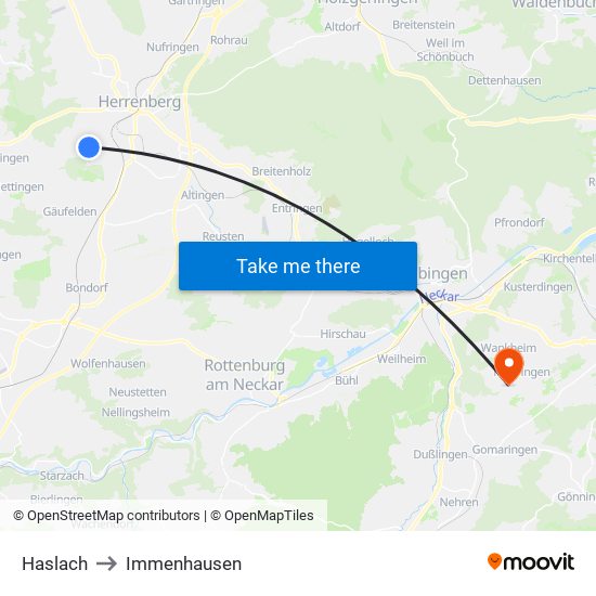 Haslach to Immenhausen map