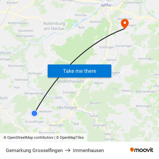 Gemarkung Grosselfingen to Immenhausen map