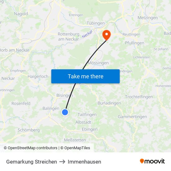 Gemarkung Streichen to Immenhausen map