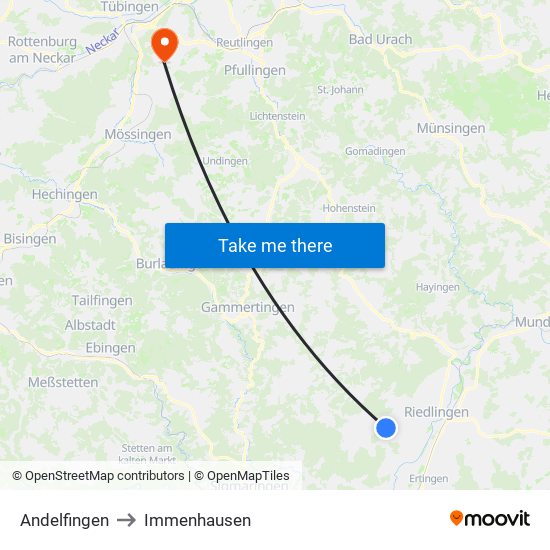 Andelfingen to Immenhausen map
