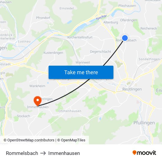 Rommelsbach to Immenhausen map