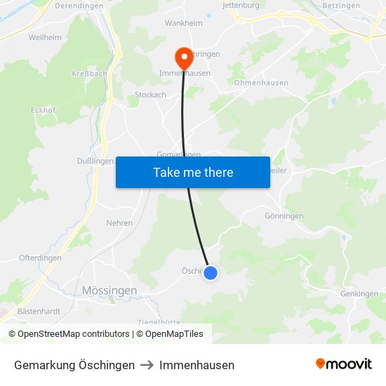 Gemarkung Öschingen to Immenhausen map