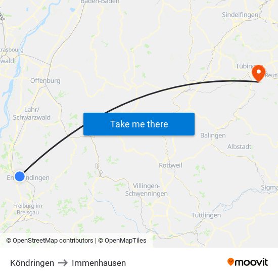 Köndringen to Immenhausen map