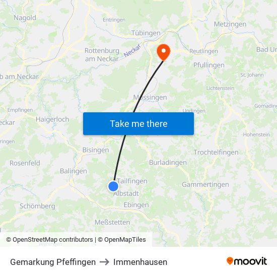 Gemarkung Pfeffingen to Immenhausen map