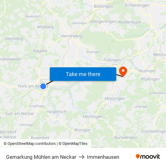 Gemarkung Mühlen am Neckar to Immenhausen map