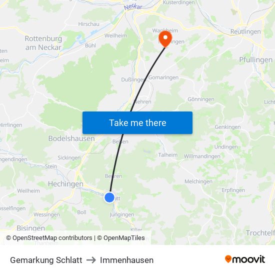 Gemarkung Schlatt to Immenhausen map