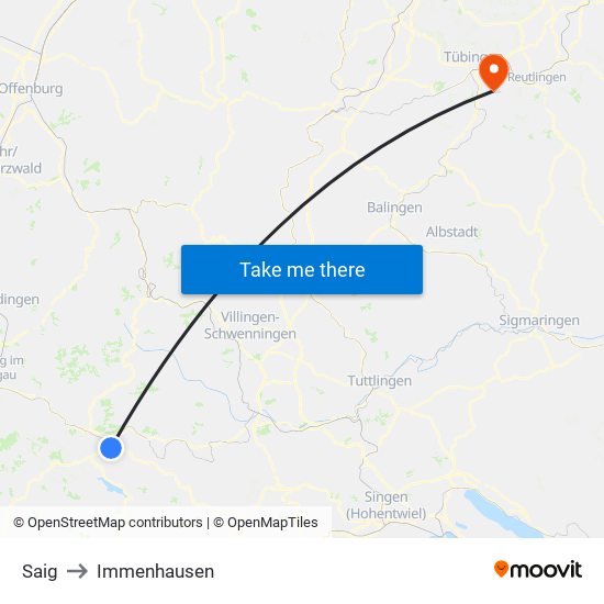 Saig to Immenhausen map