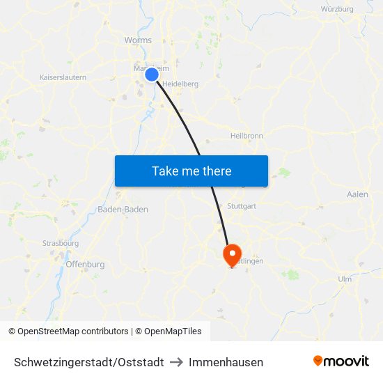 Schwetzingerstadt/Oststadt to Immenhausen map