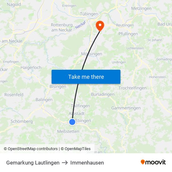 Gemarkung Lautlingen to Immenhausen map