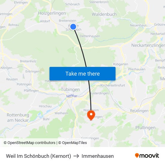Weil Im Schönbuch (Kernort) to Immenhausen map