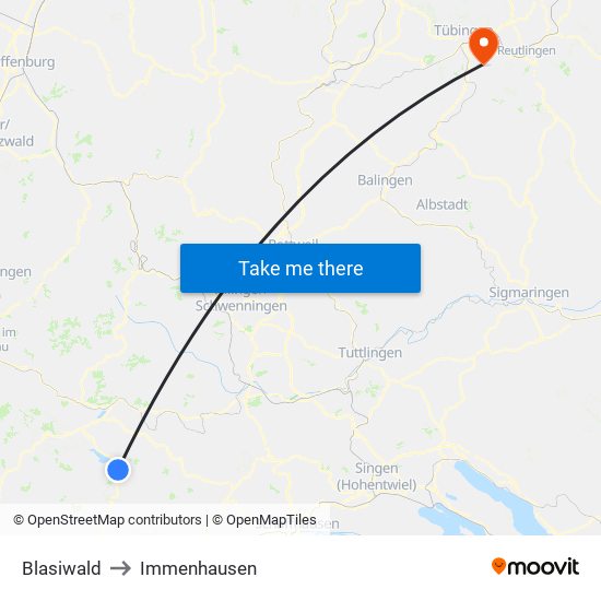 Blasiwald to Immenhausen map