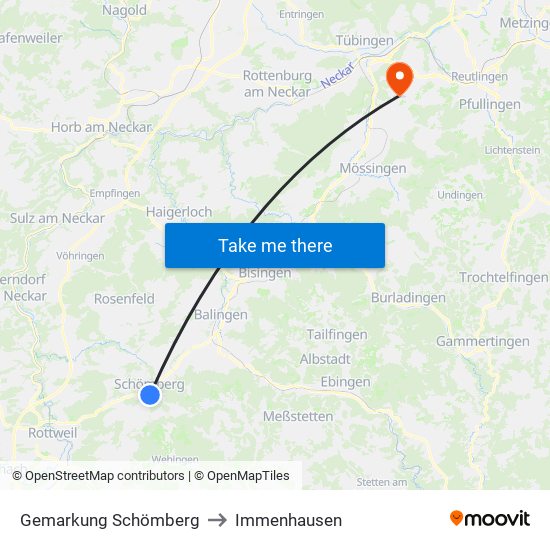 Gemarkung Schömberg to Immenhausen map