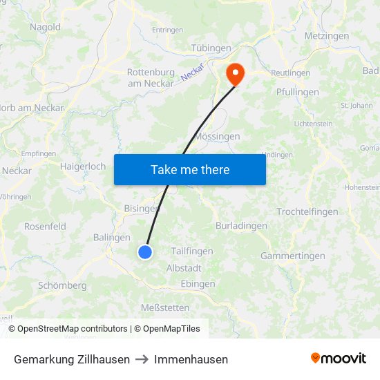 Gemarkung Zillhausen to Immenhausen map