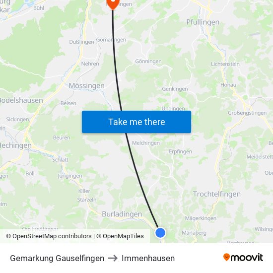 Gemarkung Gauselfingen to Immenhausen map