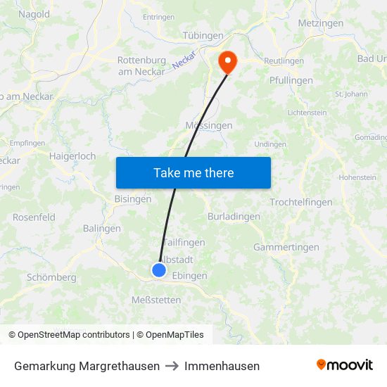 Gemarkung Margrethausen to Immenhausen map