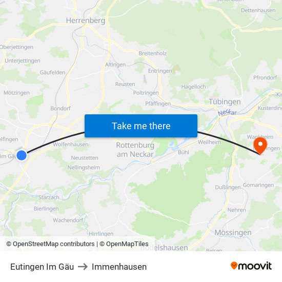 Eutingen Im Gäu to Immenhausen map