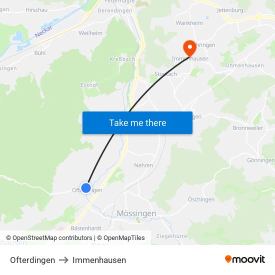 Ofterdingen to Immenhausen map