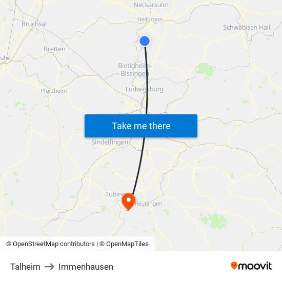 Talheim to Immenhausen map