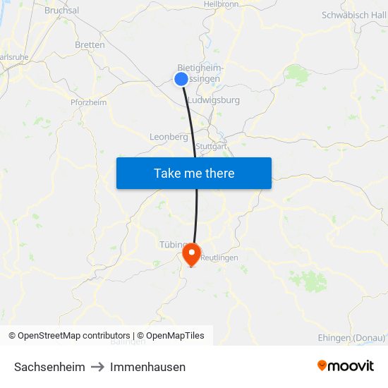 Sachsenheim to Immenhausen map