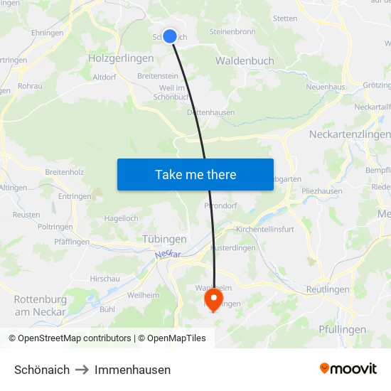 Schönaich to Immenhausen map