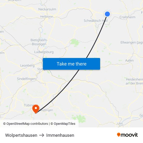 Wolpertshausen to Immenhausen map