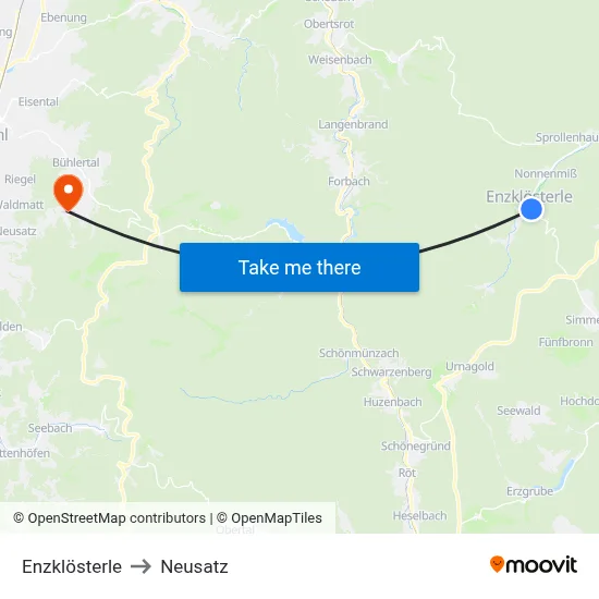 Enzklösterle to Neusatz map