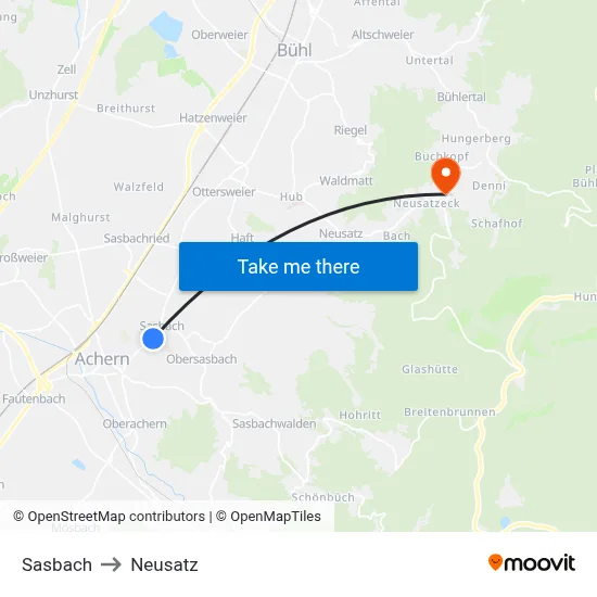 Sasbach to Neusatz map