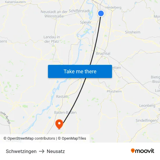 Schwetzingen to Neusatz map