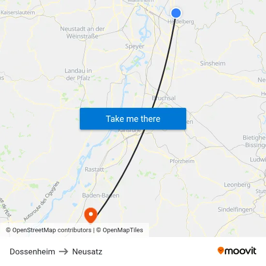 Dossenheim to Neusatz map